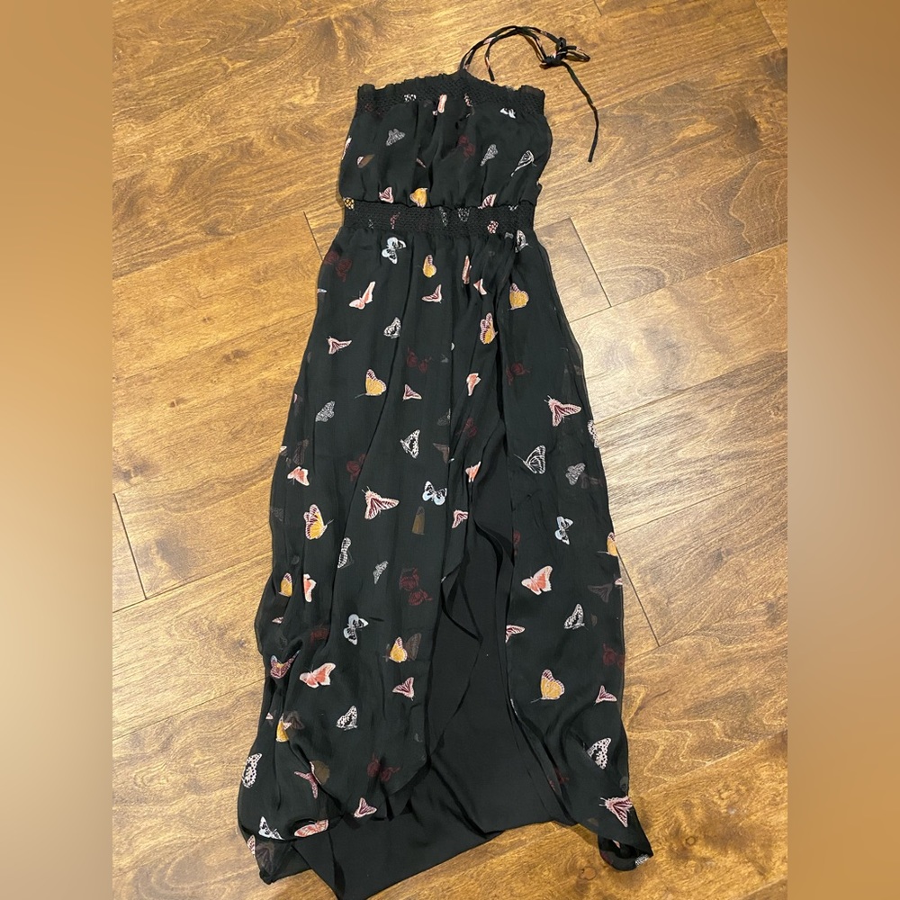 Jessica Simpson black butterfly long maxi dress with a slit